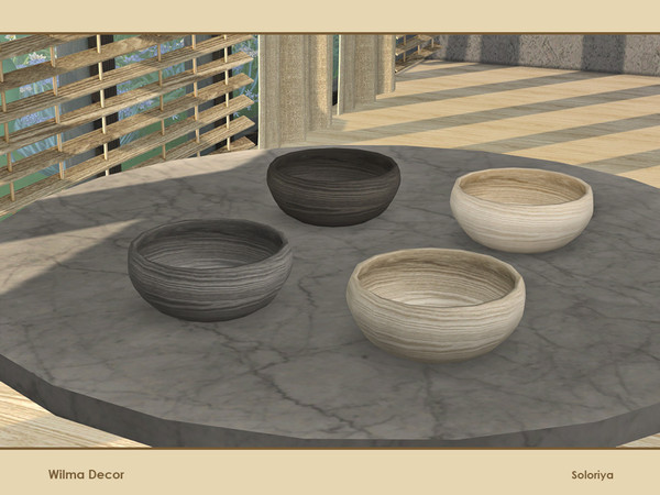 Sims 4 — Wilma Decor. Bowl by soloriya — Decorative wooden bowl. Part of Wilma Decor set. 4 color variations. Category: