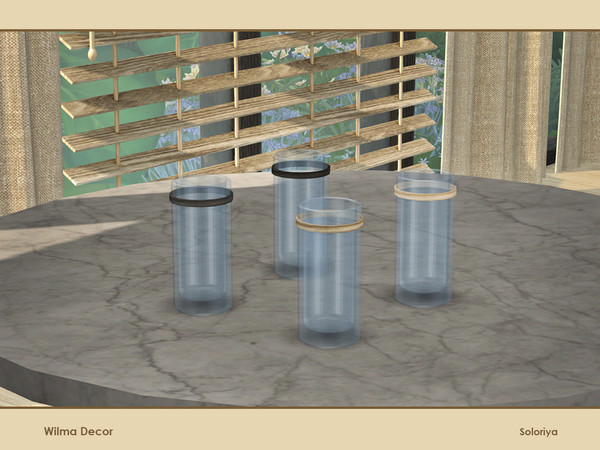 Sims 4 — Wilma Decor. Glass by soloriya — A glass with a wooden part. Part of Wilma Decor set. 4 color variations.