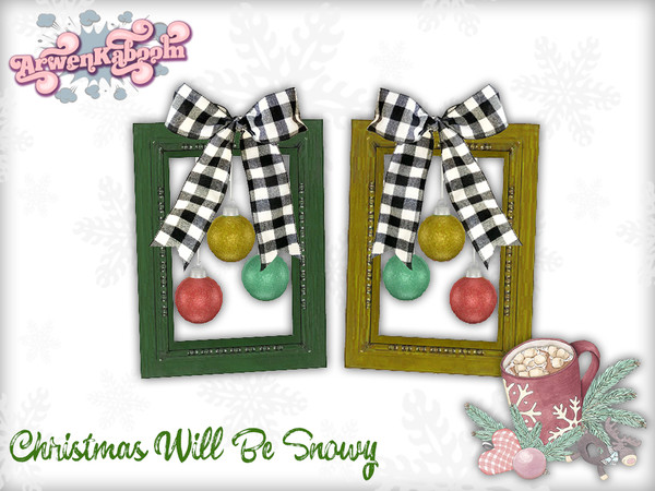 Sims 4 — Christmas Will Be Snowy - Frame With Ornaments by ArwenKaboom — A base game deco objects. You can search it by