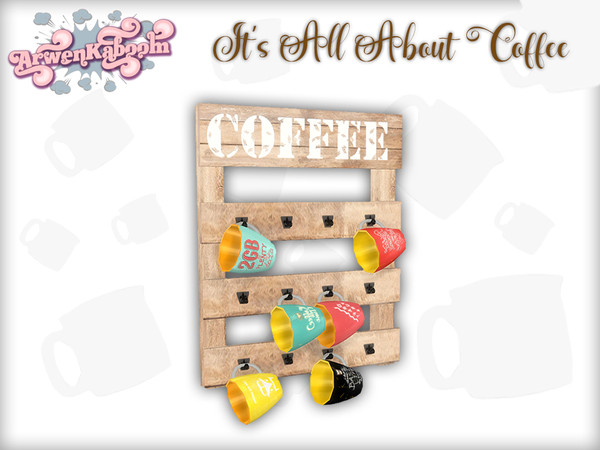 Sims 4 — Colorful Wooden Coffee Mugs Holder by ArwenKaboom — A base game deco object. Type "Coffee" in search.