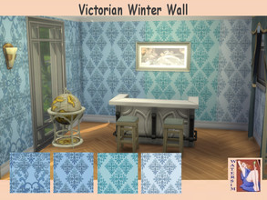 Sims 4 — ws Victorian Winter Wall by watersim44 — Created for your rooms. Victorian Winter Wall Comes in 4 swatches by