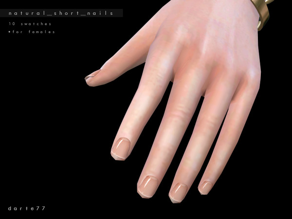 Sims 4 — Natural Short Nails by Darte77 — - Natural nails - 10 swatches - It looks better with custom skintones - Found