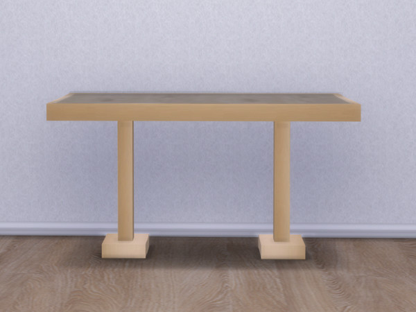 Sims 4 — Winter Breeze Dining Table (Bar Stool Height). by seimar8 — A modern dining table with a hard wood surface and a