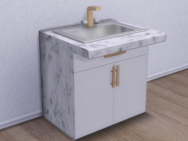 Sims 4 — Winter Breeze White Sink Copper Tap by seimar8 — A white sink with a sleek, modern, copper tap. Part of my