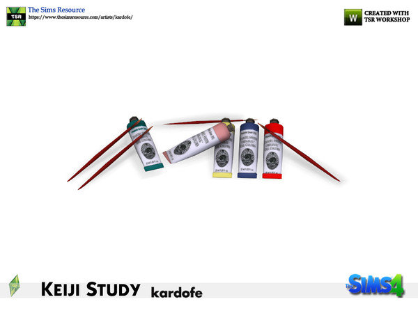 Sims 4 — kardofe_Keiji Study_Oil paintings by kardofe — Group of oil tubes and brushes, decorative 