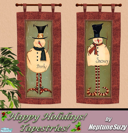 Sims 2 — NSC Tapestry Set18 - Happy Holidays by Neptunesuzy — Your Sims will Love these Snowman Tapestries! Enjoy!