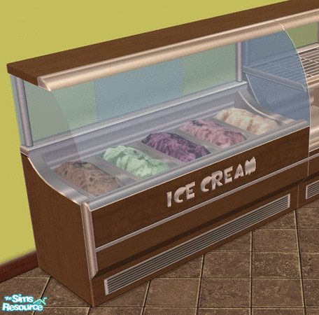 Sims 2 — Diner Surfaces - Dark Ice Cream Display by Shannanigan — Matches Maxis Dark Wood OFB Food Display. Requires Ice