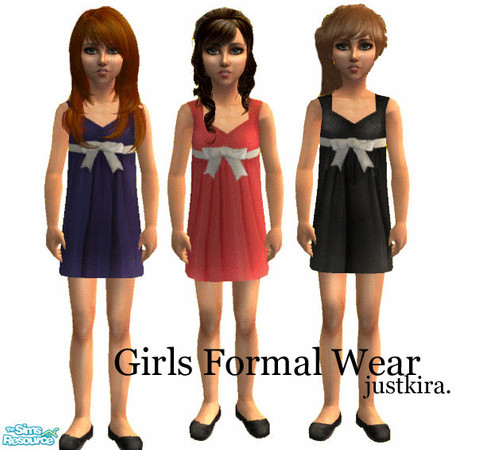 Sims 2 — Girls Formal Wear Collection by justkira. — Formal dresses for your young sim girls, in three colours all with a