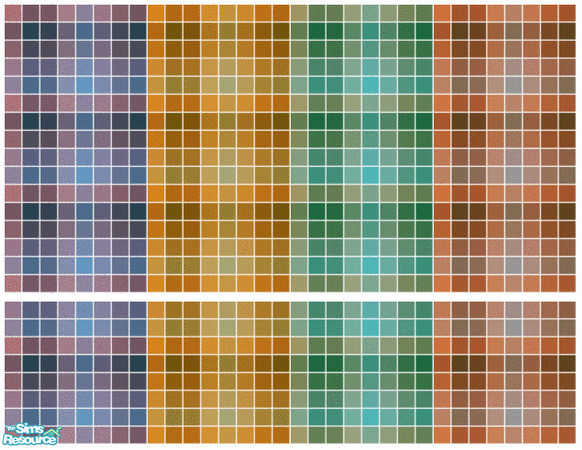 Sims 2 — Plaid Tile Set by s00z — Four tiled walls with coordinating floors.