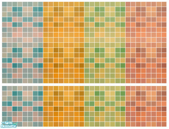 Sims 2 — Mambo Tile Set by s00z — Four tiled walls with coordinating floors.