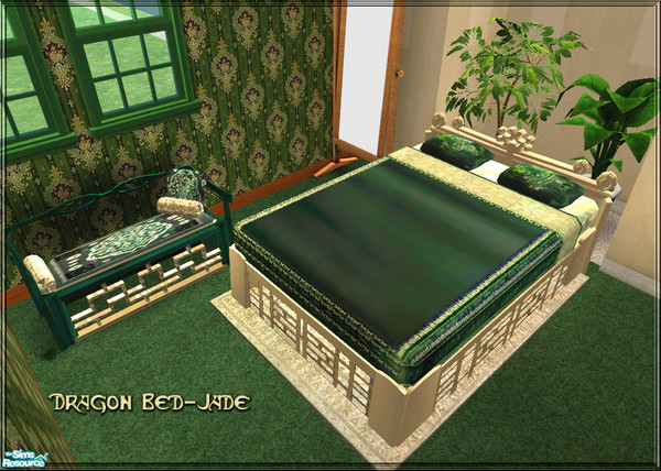 Sims 2 — Dragon Bed - Jade by parisienne — A recolor of the original Dragon Bed.