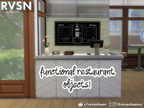 Sims 4 — Enjoy The Lentil Things Restaurant Set by RAVASHEEN — The set includes all the basics for building a restaurant