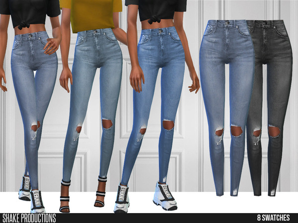 Sims 4 — ShakeProductions 593 - Jeans by ShakeProductions — High waisted jeans Bottoms/Jeans 8 Colors