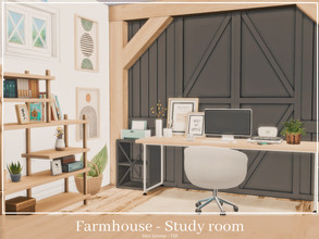 Sims 4 — Farmhouse Study room by Mini_Simmer — Room type: Study room Size: 4x3 Price: $5,101 Wall Height: Short