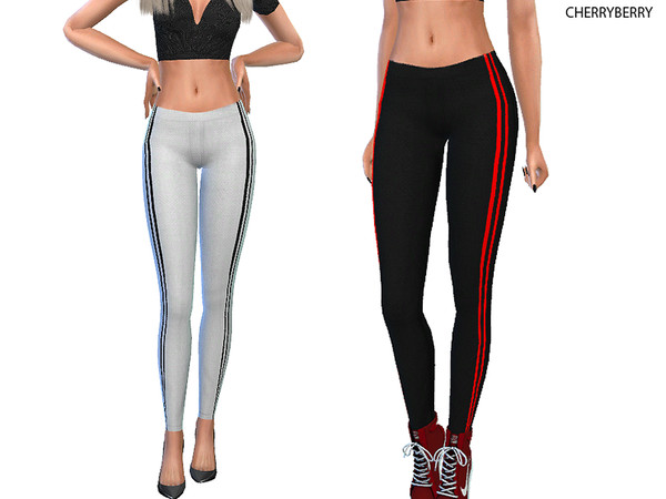 Sims 4 — Minimalist Athletic Leggings by CherryBerrySim — Minimalist Athletic Leggings with stripes on both sides. 4