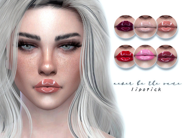 Sims 4 — Never Be The Same Lipstick by deathfr1enss — 6 swatches - for female teenagers, young adults and adults.