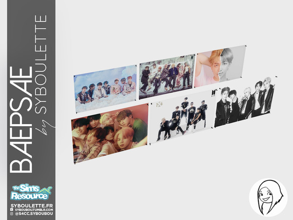 Sims 4 — Baepsae set - Horizontal Idol poster by Syboubou — Idol poster of BTS Kpop music band with pins !