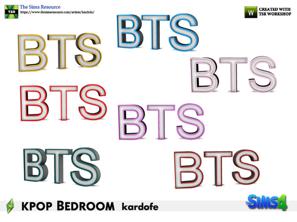 Sims 4 — kardofe_kpop Bedroom_Letters by kardofe — BTS letters, for tabletop decoration, in seven color options 