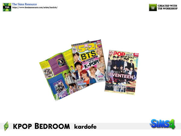 Sims 4 — kardofe_kpop Bedroom_Magazines by kardofe — Kpop Music Magazine Motion 
