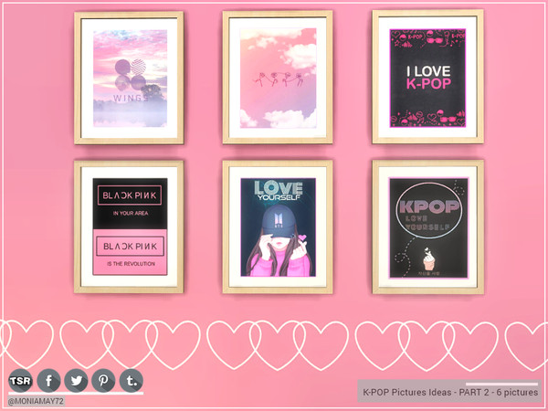 Sims 4 — K-POP Picture Ideas Part 2 by Moniamay72 — K-POP Pictures Part 2 Includes 6 pictures. Furnishing / Decor /