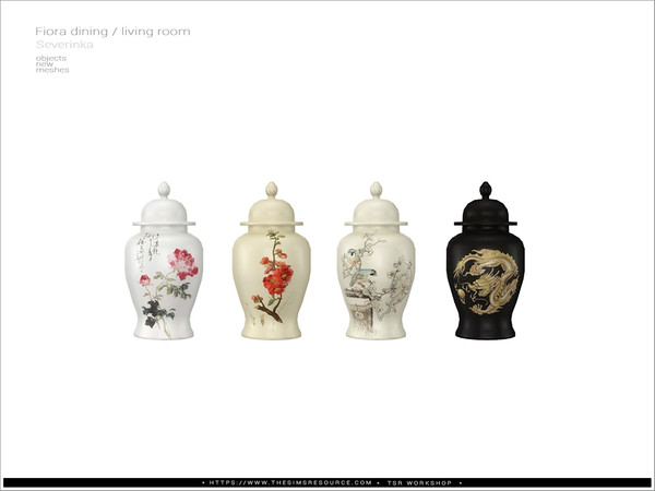 Sims 4 — [Fiora] - vase big by Severinka_ — Vase in the oriental style (big) From the set 'Fiora dining / living room