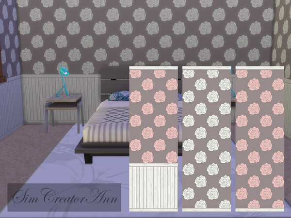 Sims 4 — Just Simple Wallpaper by Sim_Creator_Ann — Just Simple Wallpaper. It comes in 3 wall heights and haves 4