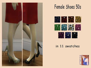 Sims 4 — ws Female Shoes Dots 50s by watersim44 — Female Shoes Heels with Dots Comes in 11 swatches for Everday, Formal,