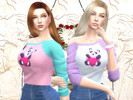 Sims 4 — Jhoan17_Panda Heart San Valentine by Jhoaan17 — Panda with heart t-shirt. 3 colors to choose from. You need to