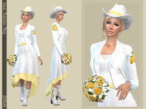 Sims 4 — Zoey Wedding Dress by Birba32 — Catch the sim of your dreams with this Texan style wedding dress. A slightly