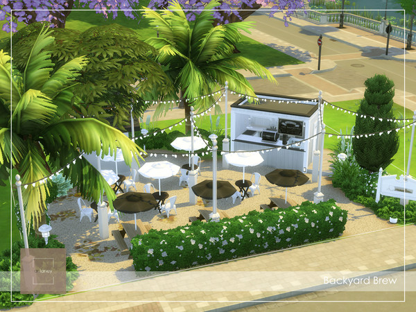 Sims 4 — Backyard Brew - No CC by arlaney — Backyard Brew is an outdoor cafe located at the center of Britechester.