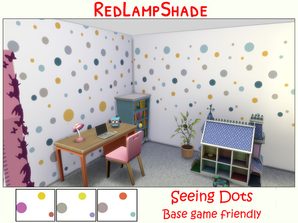 Sims 4 — Seeing Dots by RedLampShade — A friendly little wallpaper for any kids room 4 swatches of each (full wall and