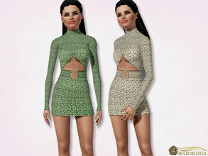 Sims 3 — Snake Print Cut-Out Bodycon Dress by Harmonia — 3 color. recolorable Please do not use my textures. Please do