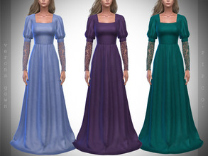 Sims 4 — Verona Gown. by Pipco — 10 Swatches Base Game Compatible New Mesh All Lods Specular and Normal Maps Custom