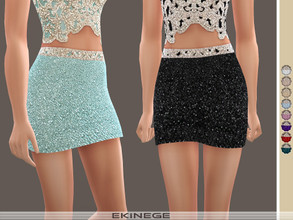 Sims 4 — Beaded Mini Skirt by ekinege — 10 different colors. Note: Some hair is blocking shine.