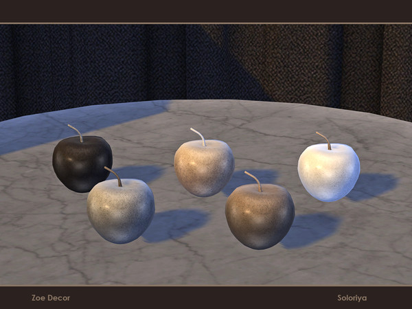 Sims 4 — Zoe Decor. Apple by soloriya — Decorative apple. Part of Zoe Decor set. 5 color variations. Category: Decorative