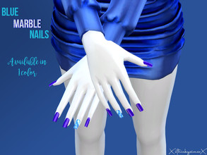 Sims 4 — Blue Marble Nails by XxThickySimsxX — Needs mesh to work in game Handpainted pattern 