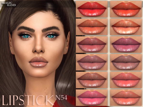 Sims 4 — [MH] Lipstick N54 by MagicHand — --20 available colors-- --Compatible with HQ settings-- --CAS thumbnail--