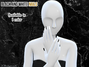Sims 4 — Black and White Nails by XxThickySimsxX — Recolored nails hand painted comes in 1 color set