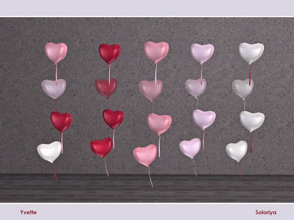 Sims 4 — Yvette. Balloons, v1 by soloriya — Four balloons in one mesh. Part of Yvette set, 5 color variations, category: