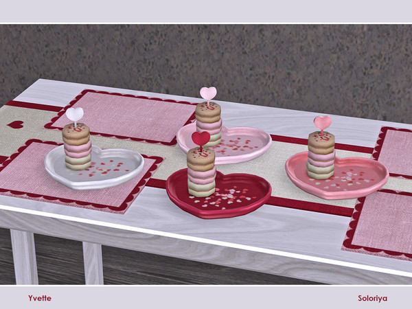 Sims 4 — Yvette. Macarons by soloriya — Decorative macarons on a plate. Part of Yvette set, 4 color variations, category: