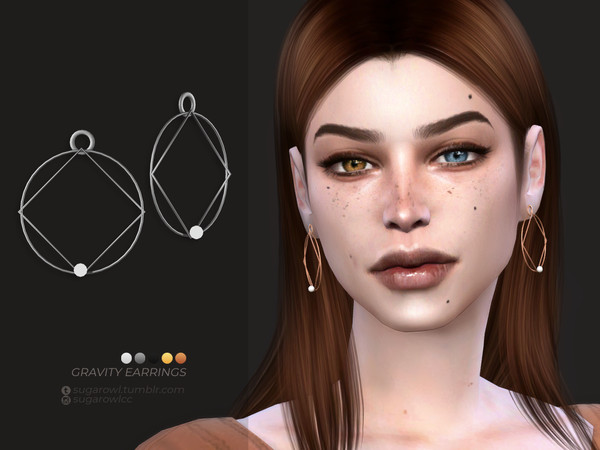 Sims 4 — Gravity earrings by sugar_owl — - new mesh - base game compatible - all LODs - 5 swatches - HQ compatible -