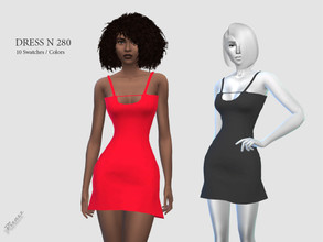 Sims 4 — DRESS N 280 by pizazz — NEW MESH INCLUDED WITH DOWNLOAD Base game 10 colors / swatches HQ - LODS - MAPS *Hair