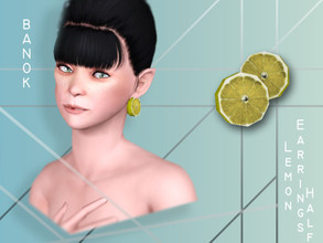 Sims 3 — Half Lemon Earrings(F) by Banok — My first own mesh! I hope you like it^^ -for Female -recolorable -CAS and