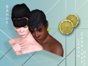 Sims 3 — Half Lemon Earrings(F&M) by Banok — My first own mesh! I hope you like it^^ -for Female and Male ( the man