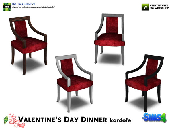 Sims 4 — kardofe_Valentine's Day Dinner_DiningChair by kardofe — Elegant and beautiful red velvet upholstered chair, in