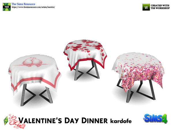 Sims 4 — kardofe_Valentine's Day Dinner_Table by kardofe —  Round table with tablecloth decorated with Valentine's Day