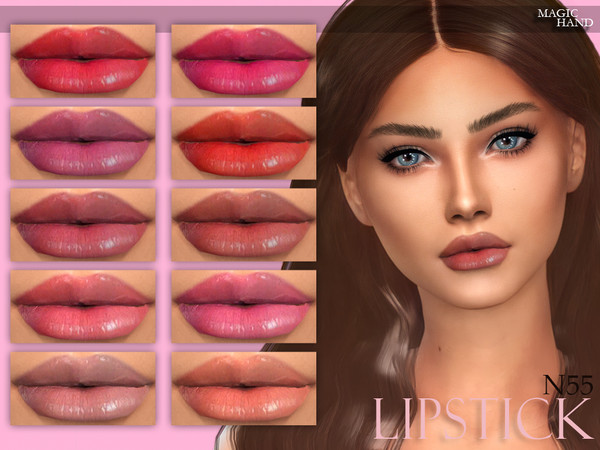 Sims 4 — [MH] Lipstick N55 by MagicHand — --15 available colors-- --Compatible with HQ settings-- --CAS thumbnail--