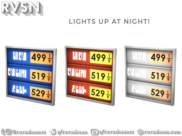 Sims 4 — Highway Petrol Pricing Sign by RAVASHEEN — This sign was constructed with only the most correct angles and