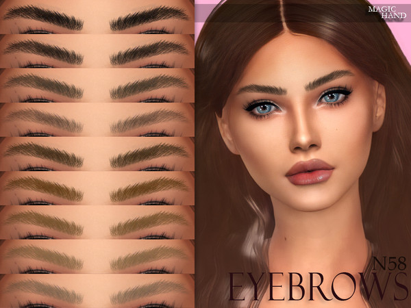 Sims 4 — [MH] Eyebrows N58 by MagicHand — --12 available colors-- --Compatible with HQ settings-- --CAS thumbnail--
