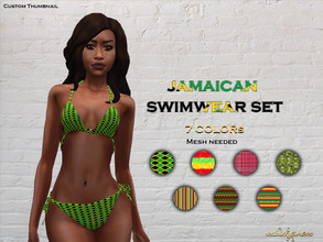 Sims 4 — Jamaican Swimwear Set by XxThickySimsxX — Recolor of Busra-tr's Bikini BD287 Mesh needed Contains 7 Patterns